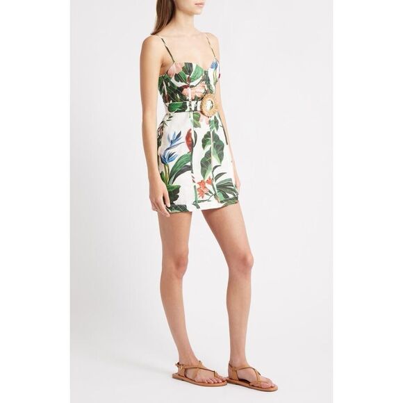 Farm Rio Women's Floral Midnight Macaw Fiesta Mini Dress Multicolor Large NWOT - Picture 1 of 14